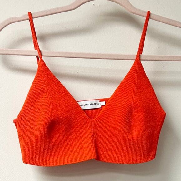 Scanlan Theodore Sleeveless V-Neck Crepe Knit Bralette Crop Top Orange Women's S - Picture 1 of 4